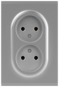 Розетка Эра Arktik 16-2107-03 без заземления двойная 2X2P 16А-250В алюминий Б0071683