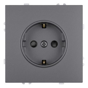 Розетка 1-местная с з/ш с/з (механизм) СЗК Stekker Эмили 250В 16А RST16-5110-10ZK платиново-серый soft touch 50243