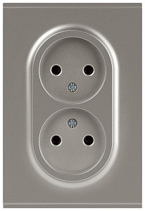 Розетка Эра Arktik 16-2107-07 без заземления двойная 2X2P 16А-250В титан Б0071687